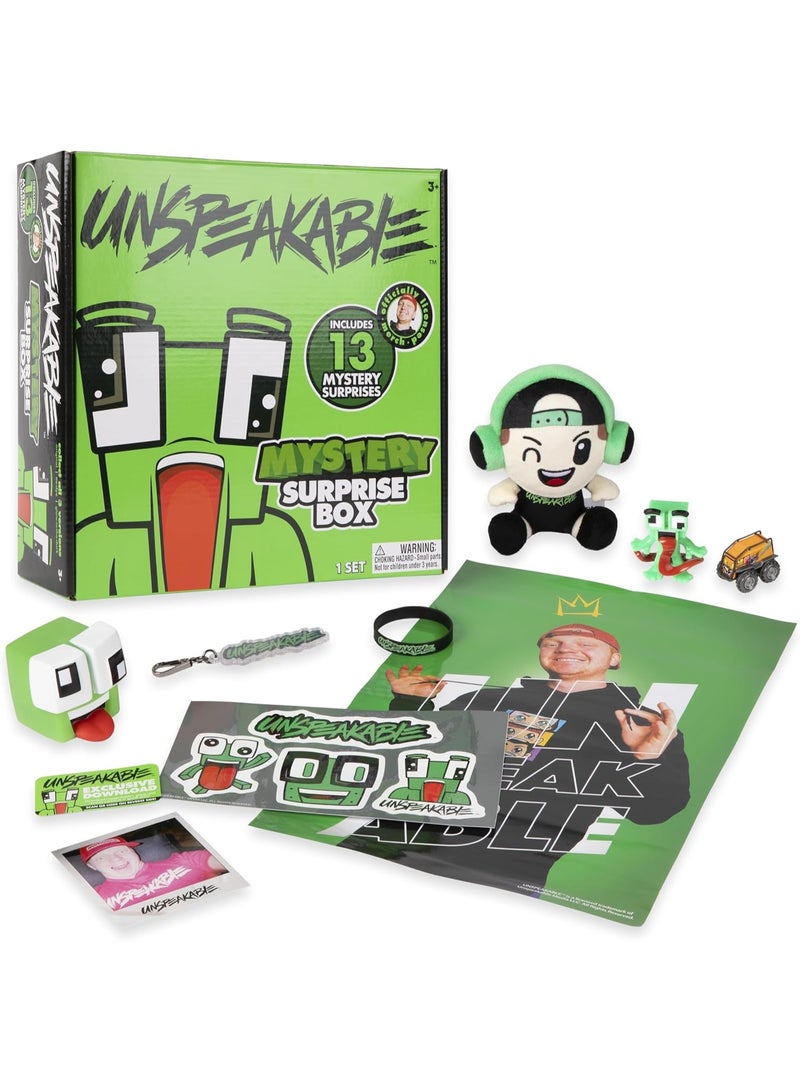 Unspeakable Mystery Surprise Box, 13 Collectibles Including Exclusive Plush, Figure, Squishy, Poster, Digital Skin, and More in Classic, Glow in the Dark or Tie Dye Variants for Kids and Fans- Age 3+ - Image 1